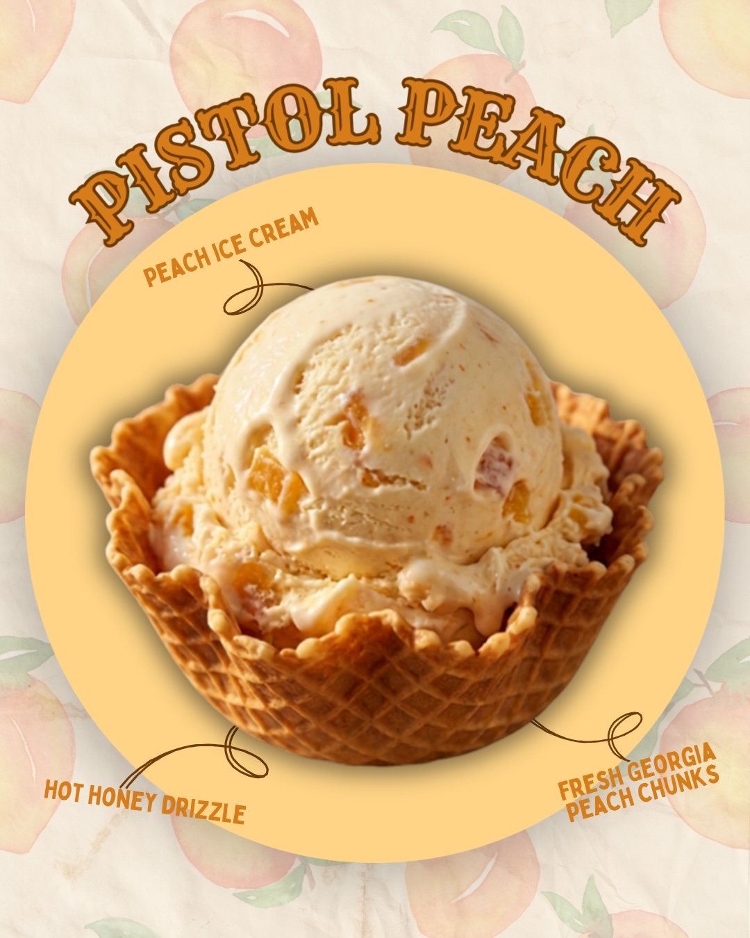 Pistol Peach seasonal ice cream flavor